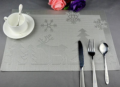 set de table noël pvc argente