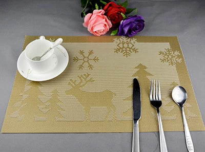 set de table noël pvc or