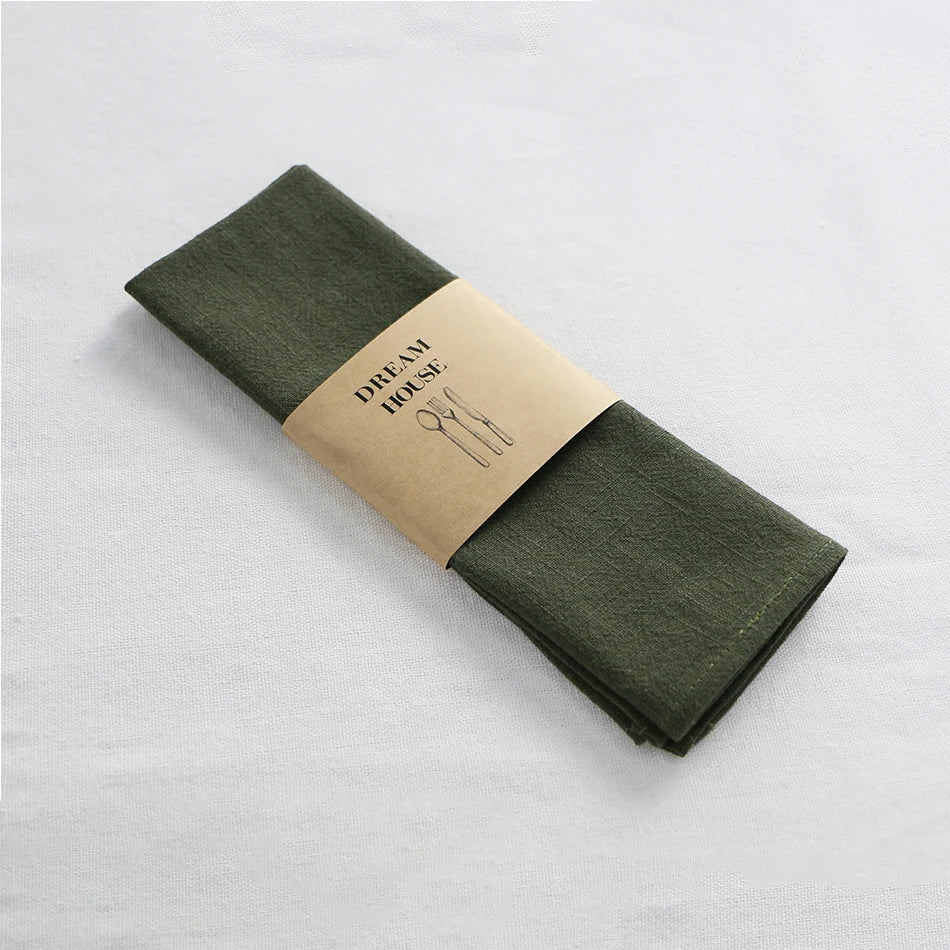 set de table réutilisable en lin de coton vert