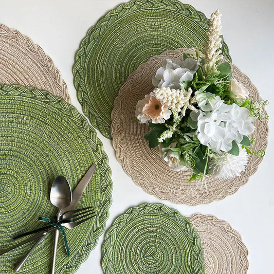 set de table rond vert