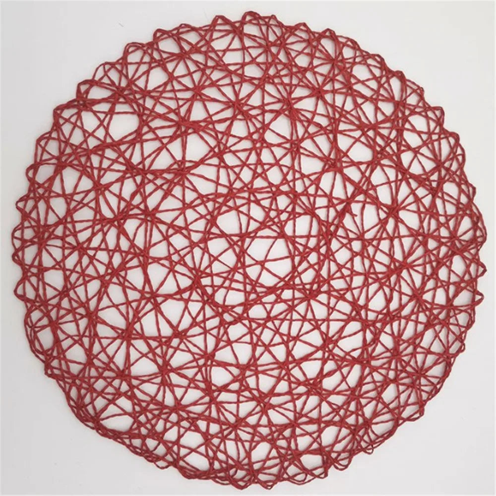 Lot de 4 sets de table ronds tressés en papier – Effet bois et rotin